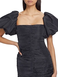 Suzette Ruched Puff-Sleeve Minidress