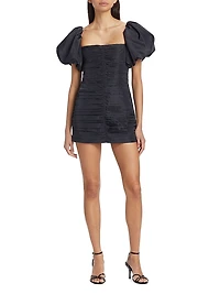 Suzette Ruched Puff-Sleeve Minidress
