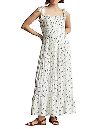 Floral Tie-Strap Maxi Dress