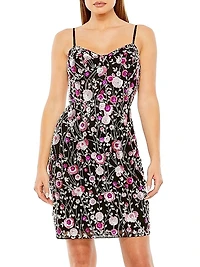 Embellished Floral Bustier Minidress