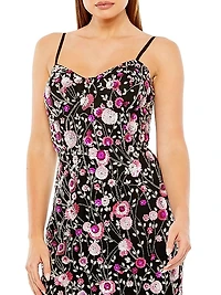 Embellished Floral Bustier Minidress
