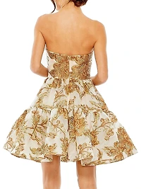Floral Brocade Strapless Minidress