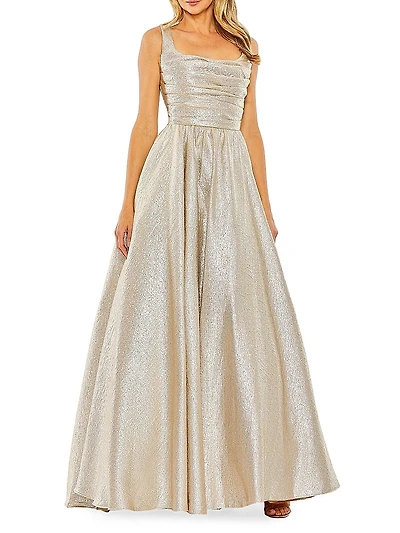 Metallic Pleated Bodice Ballgown