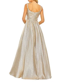 Metallic Pleated Bodice Ballgown
