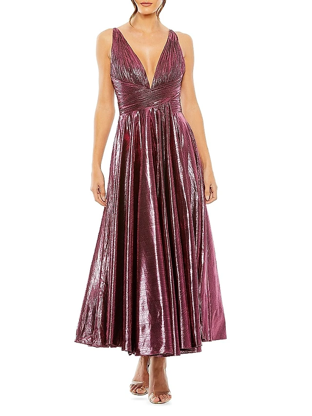 BHLDN Elora Sleeveless V-Neck Ruffle Lace Midi Dress | The Summit