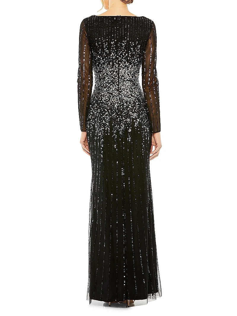 Sequined Fit & Flare Gown