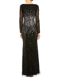 Sequined Fit & Flare Gown