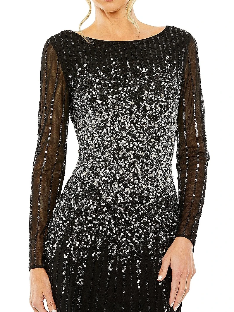 Sequined Fit & Flare Gown