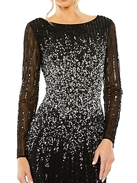 Sequined Fit & Flare Gown