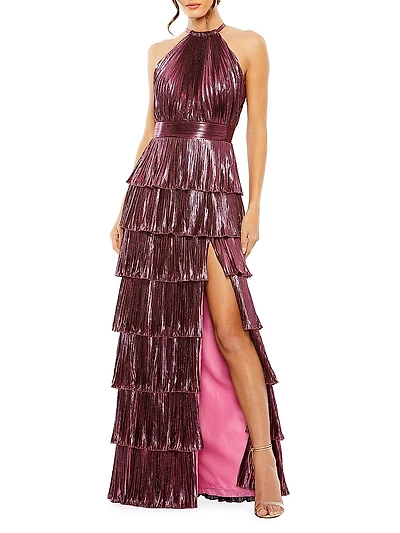 Halterneck Tiered Gown