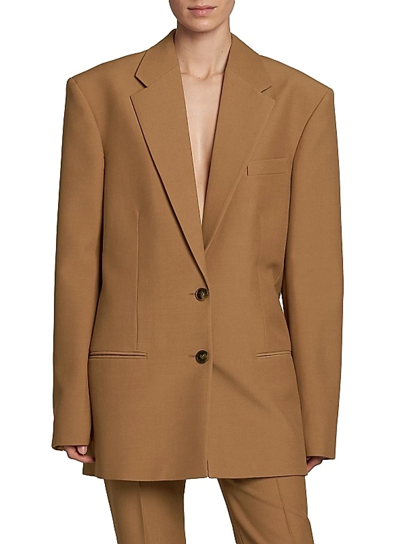 Oversized Single-Breasted Wool Blazer