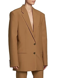 Oversized Single-Breasted Wool Blazer