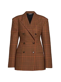 Plaid Double-Breasted Wool Jacket