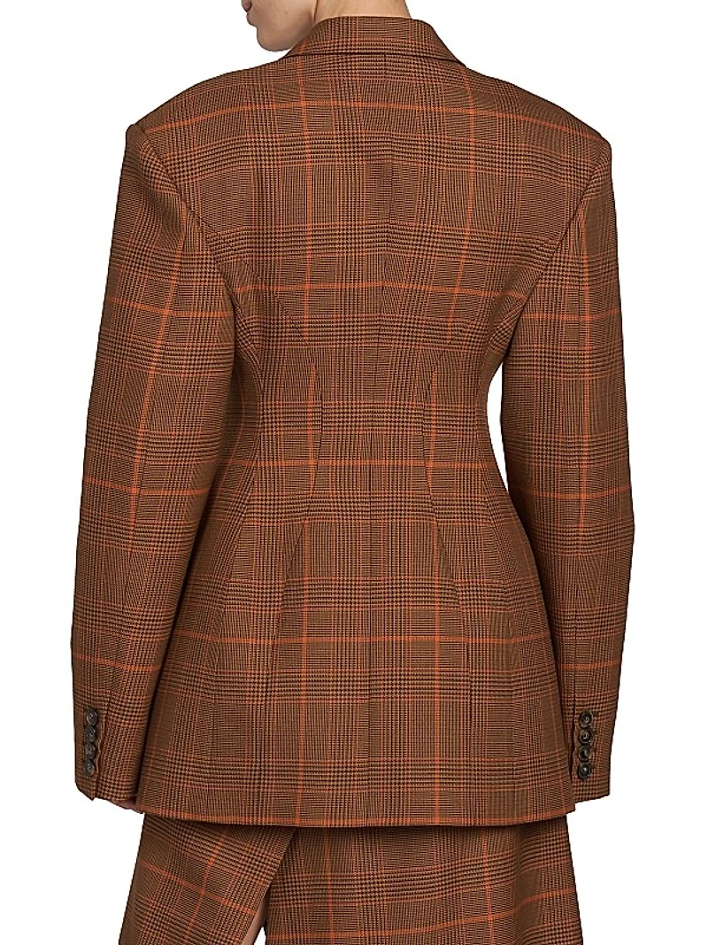Plaid Double-Breasted Wool Jacket