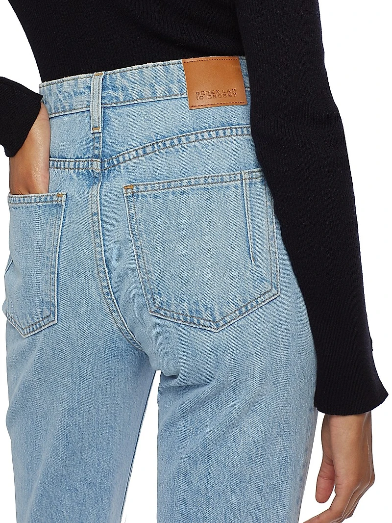 Farrah High-Rise Cuffed Straight Jeans