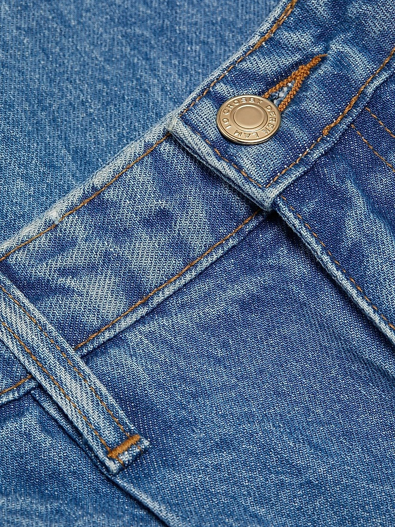 Pleated High-Rise Denim Trousers