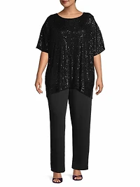 Plus All Dressed Up Sequin Knit Caftan Top
