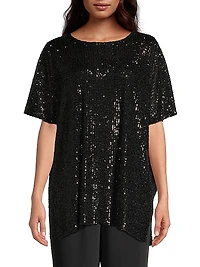 All Dressed Up Sequin Knit Caftan Top
