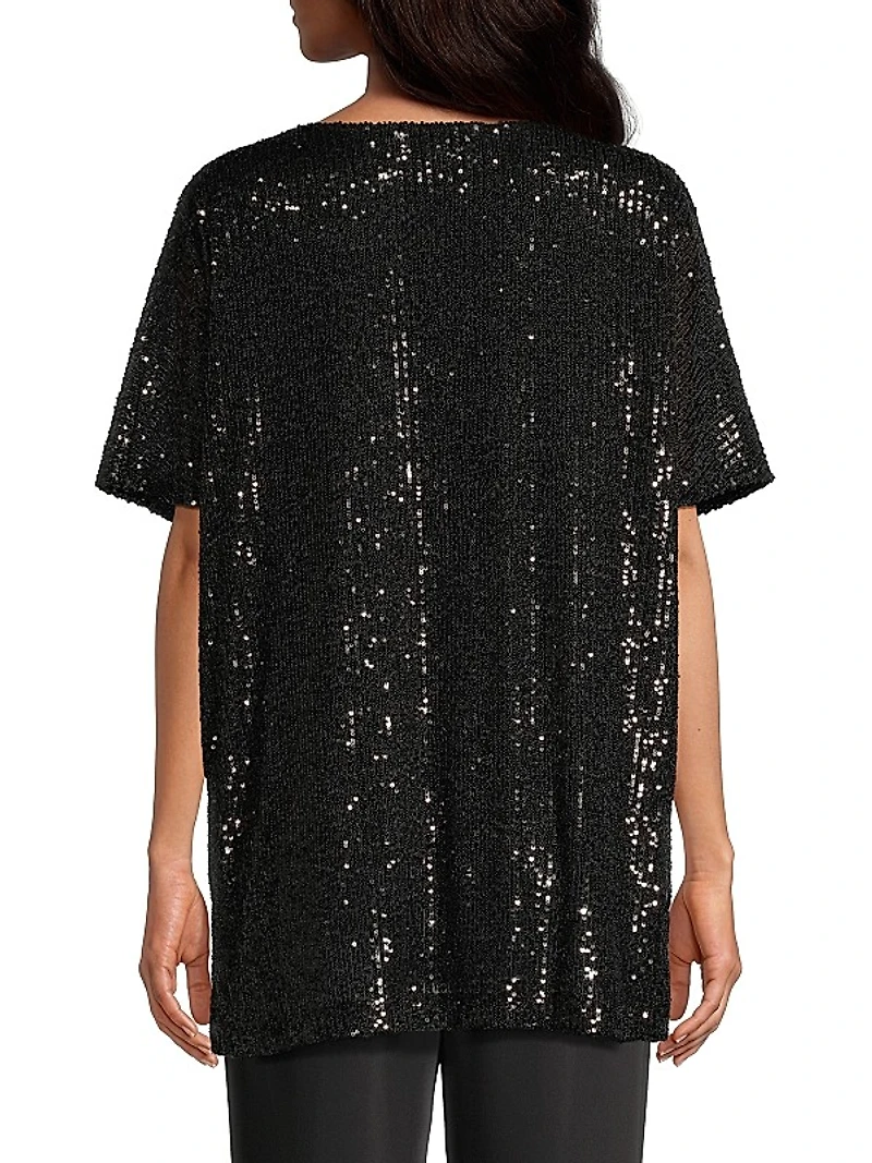 All Dressed Up Sequin Knit Caftan Top