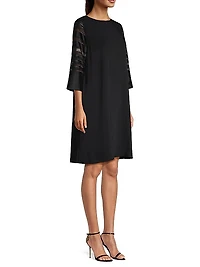 Autumn Accents Sheer Stripe Fluid Crepe Dress
