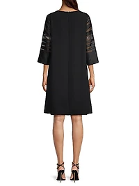 Autumn Accents Sheer Stripe Fluid Crepe Dress