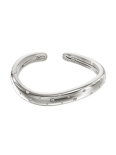 Surf Sterling Silver & 0.55 TCW Diamond Cuff