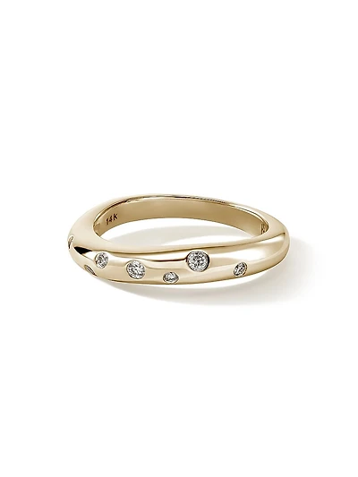 Surf 14K Yellow Gold & 0.11 TCW Diamond Wavy Ring