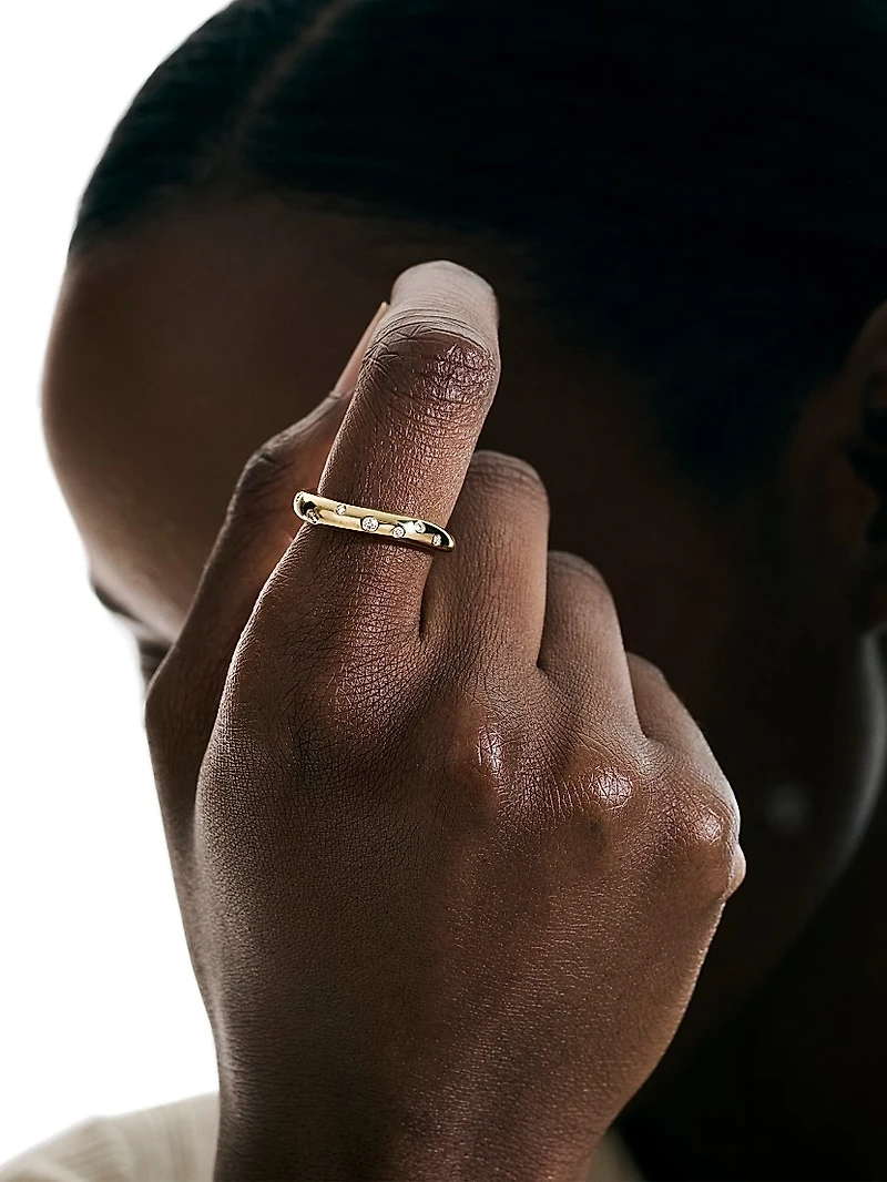 Surf 14K Yellow Gold & 0.11 TCW Diamond Wavy Ring