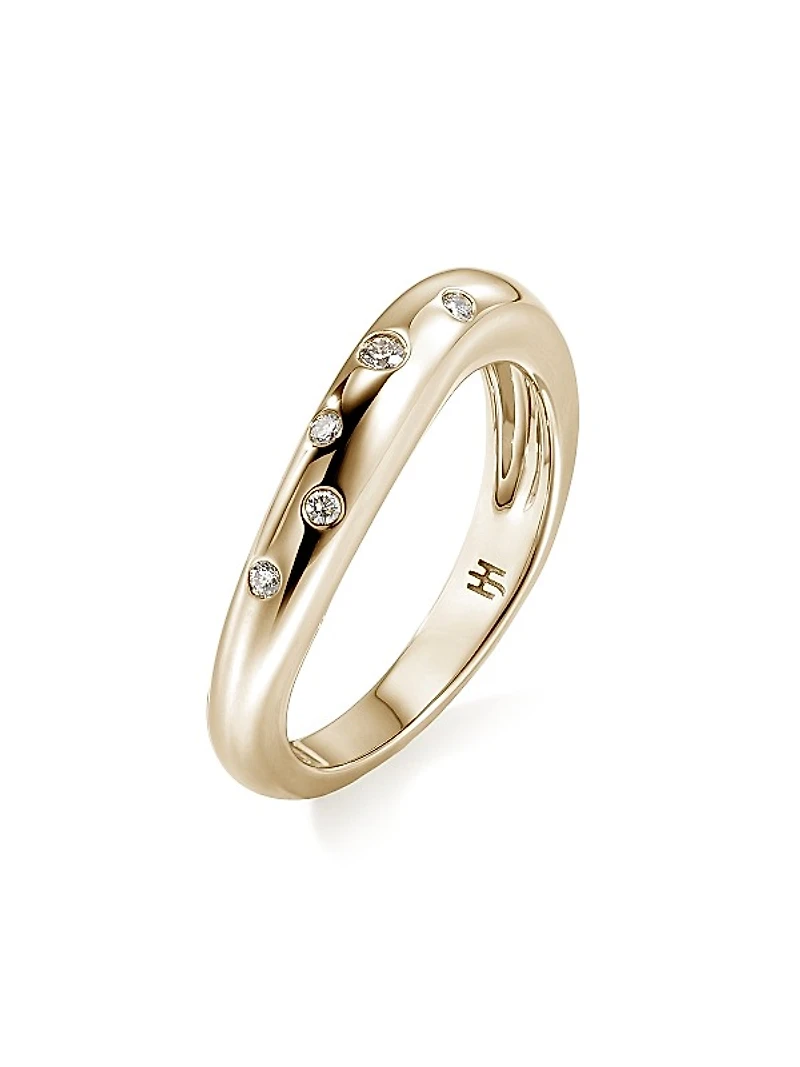 Surf 14K Yellow Gold & 0.11 TCW Diamond Wavy Ring