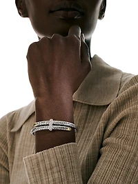 Spear Sterling Silver, 14K Yellow Gold & 0.24 TCW Diamond Bypass Cuff
