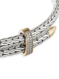 Spear Sterling Silver, 14K Yellow Gold & 0.24 TCW Diamond Bypass Cuff