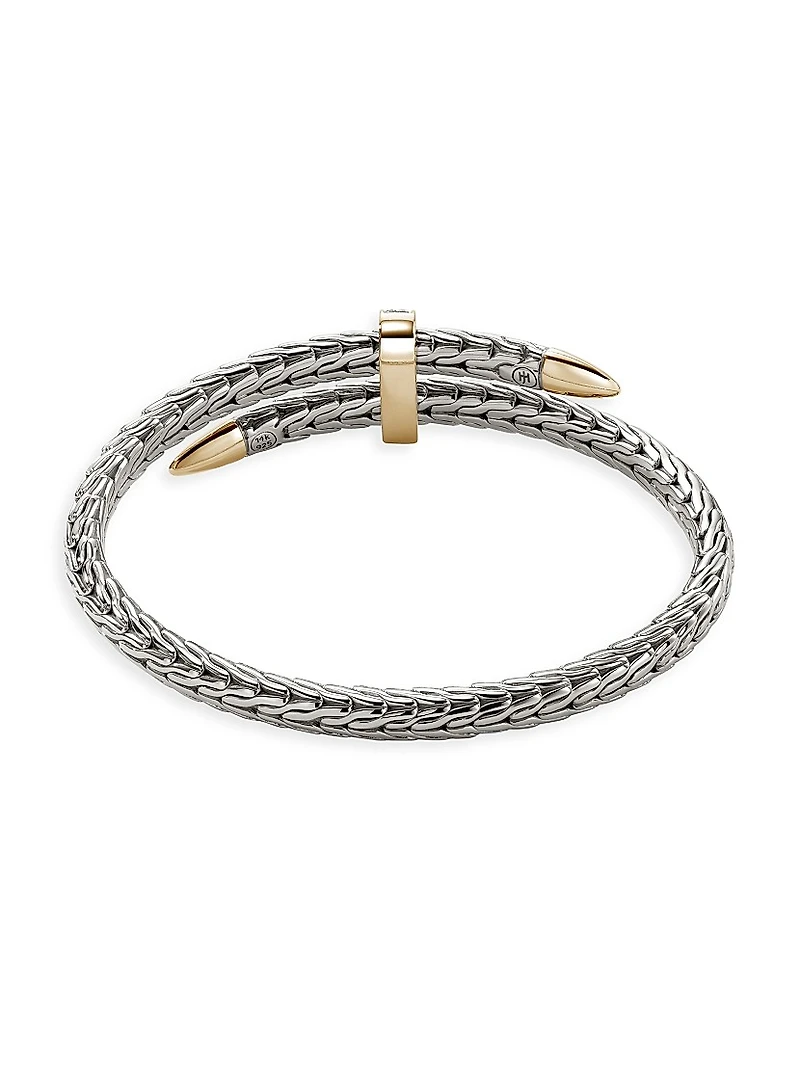 Spear Sterling Silver, 14K Yellow Gold & 0.24 TCW Diamond Bypass Cuff
