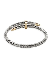 Spear Sterling Silver, 14K Yellow Gold & 0.24 TCW Diamond Bypass Cuff