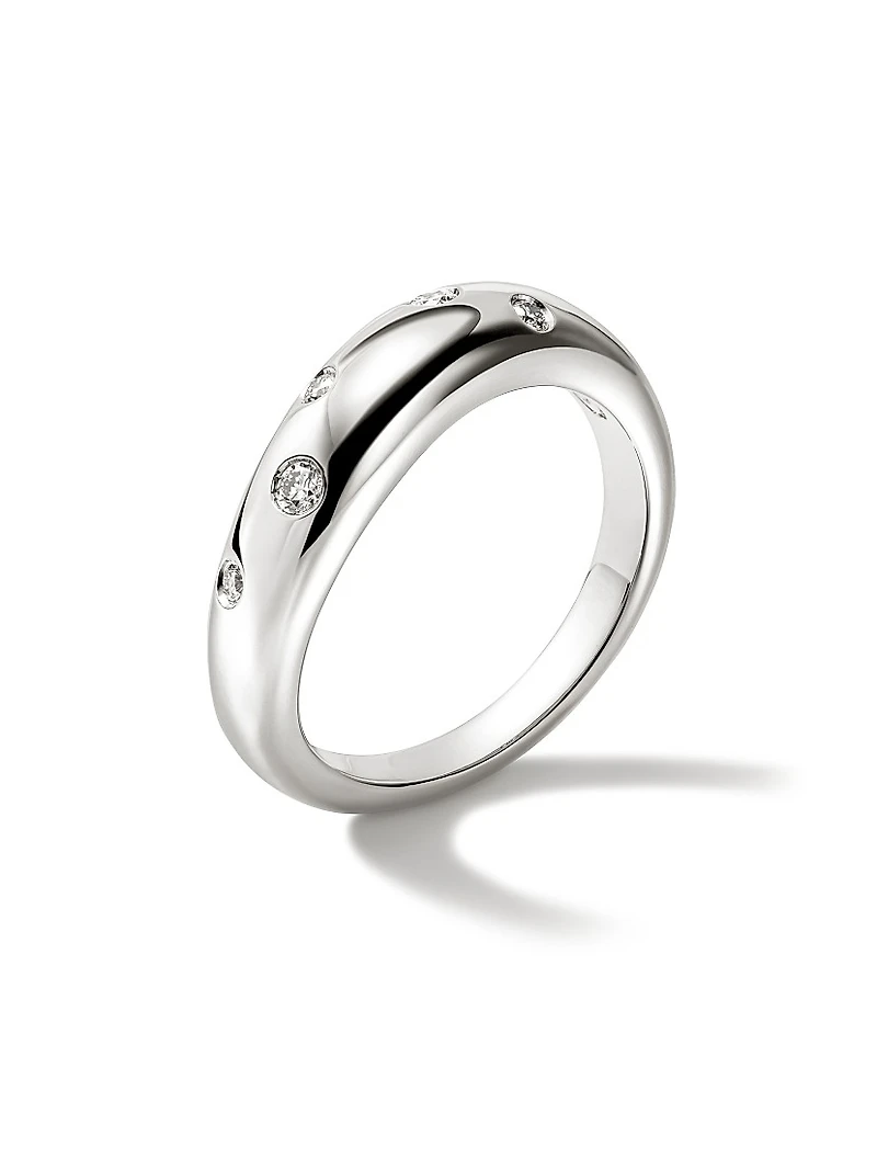 Surf Sterling Silver & Diamond Ring