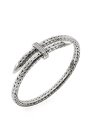 Spear Sterling Silver & Diamond Pavé Flex Cuff Bracelet