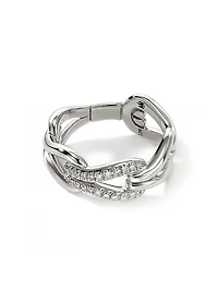Surf Sterling Silver & Diamond Link Ring