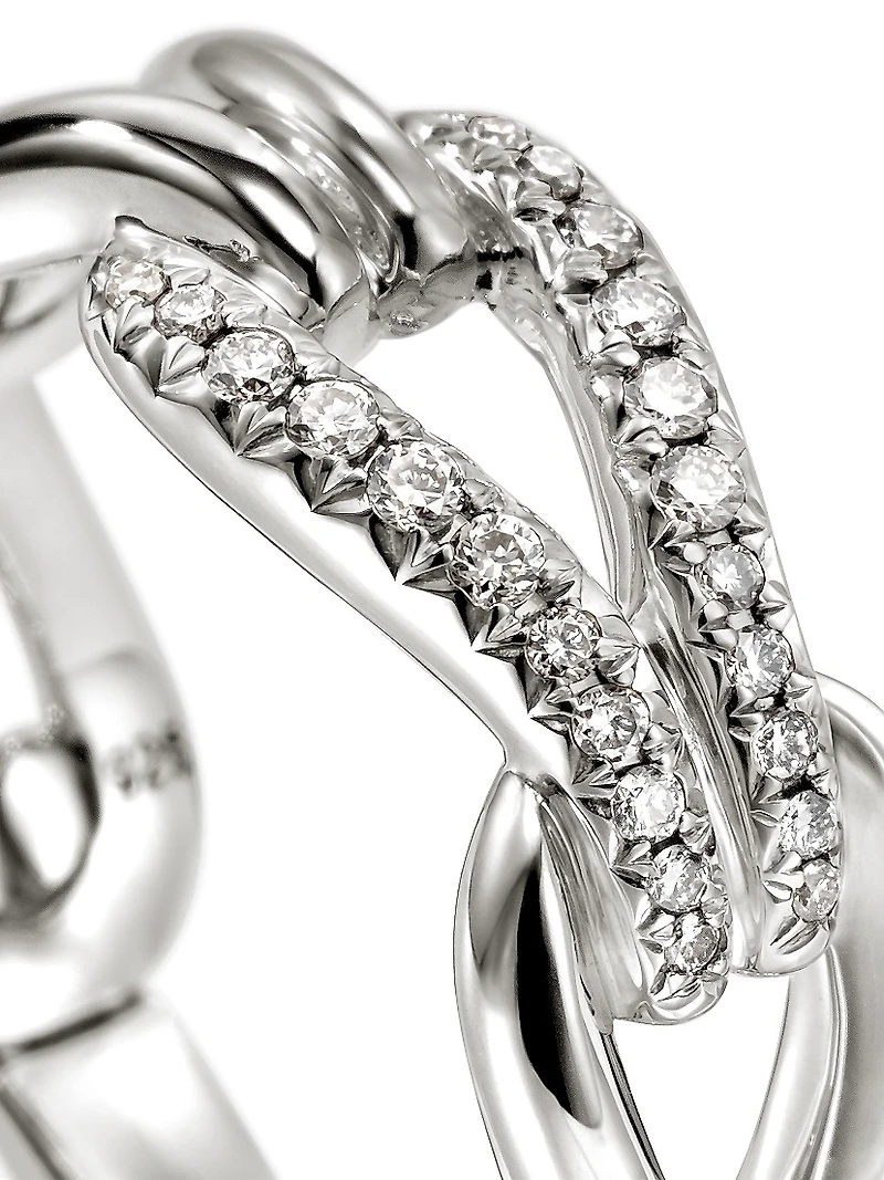 Surf Sterling Silver & Diamond Link Ring