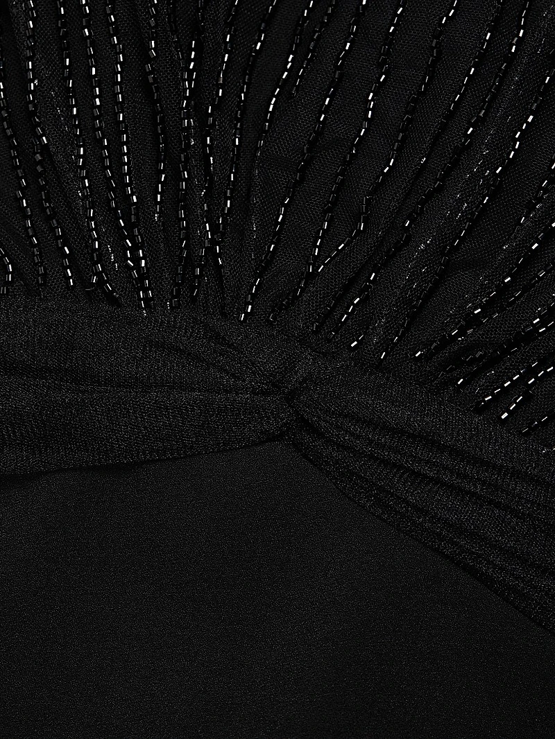 Beaded Illusion Fit & Flare Gown