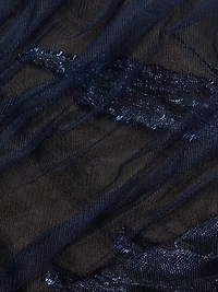 Embroidered Tulle Illusion Gown