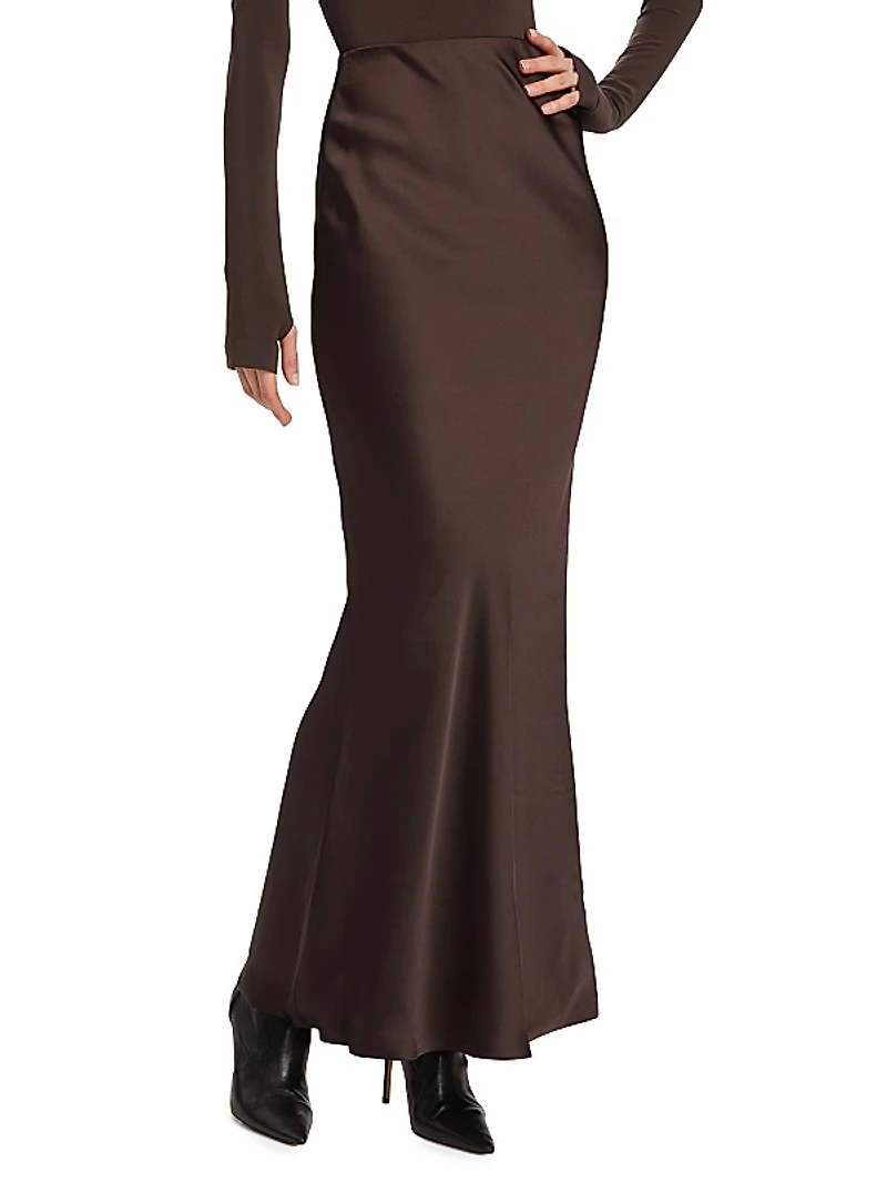 Obie Satin Midi-Skirt