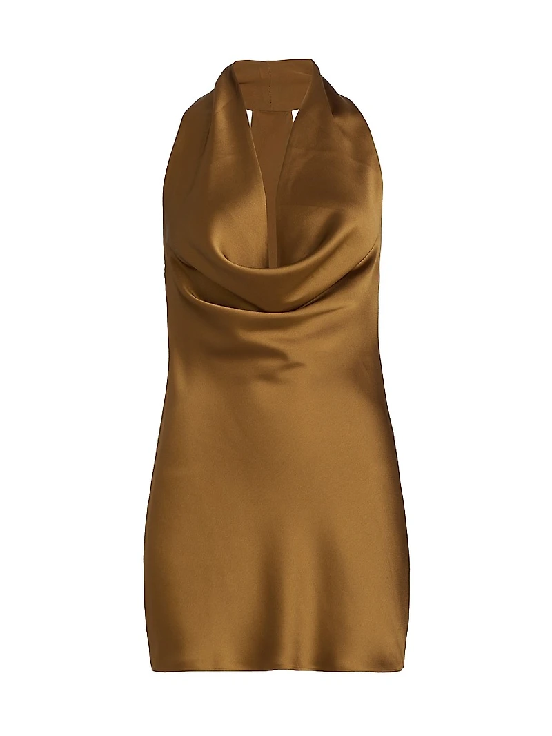 Satin Cowlneck Minidress