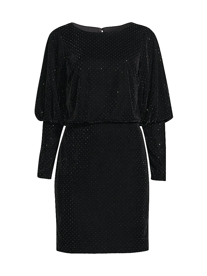 Rhinestone-Embellished Velvet Minidress
