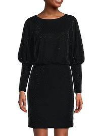 Rhinestone-Embellished Velvet Minidress