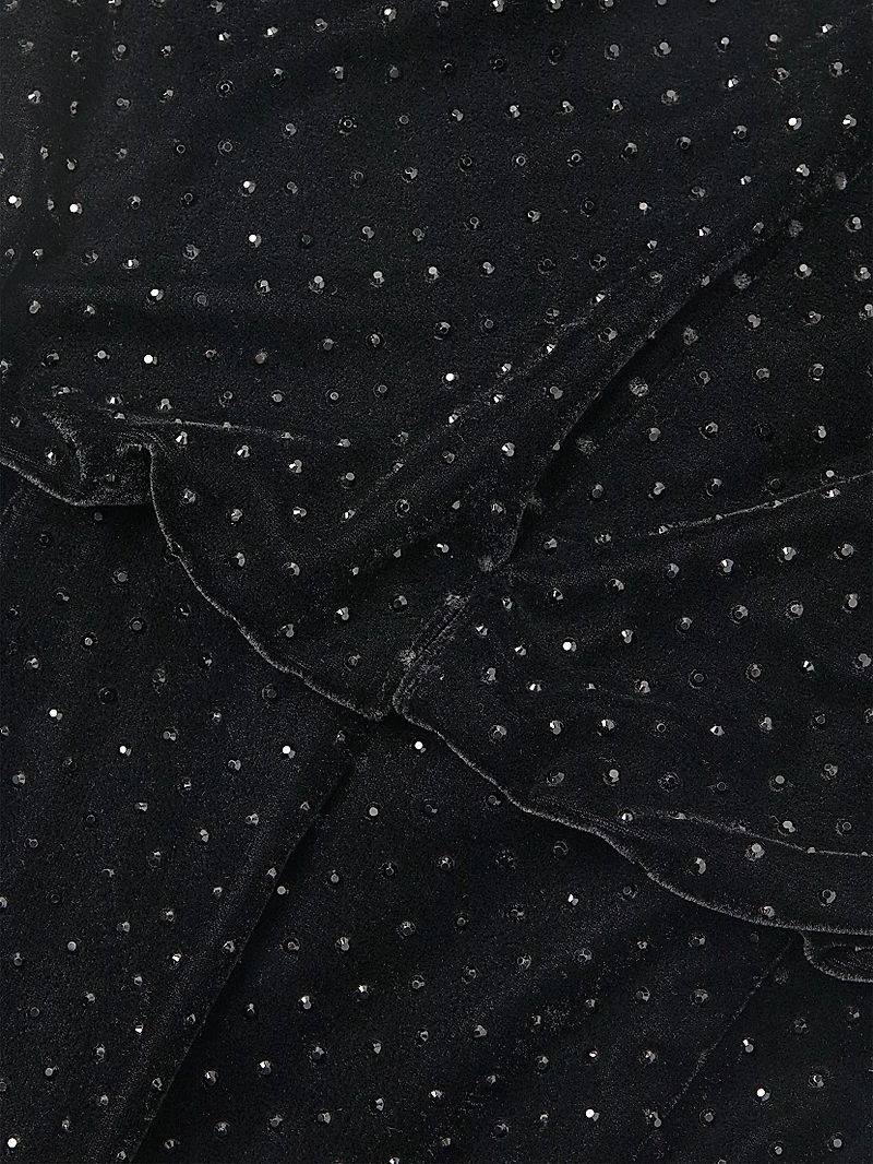 Rhinestone-Embellished Velvet Minidress