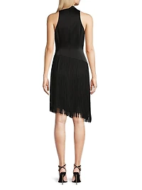 Asymmetric Fringe Satin Dress