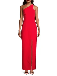 Crepe One-Shoulder Gown