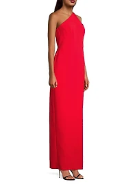 Crepe One-Shoulder Gown