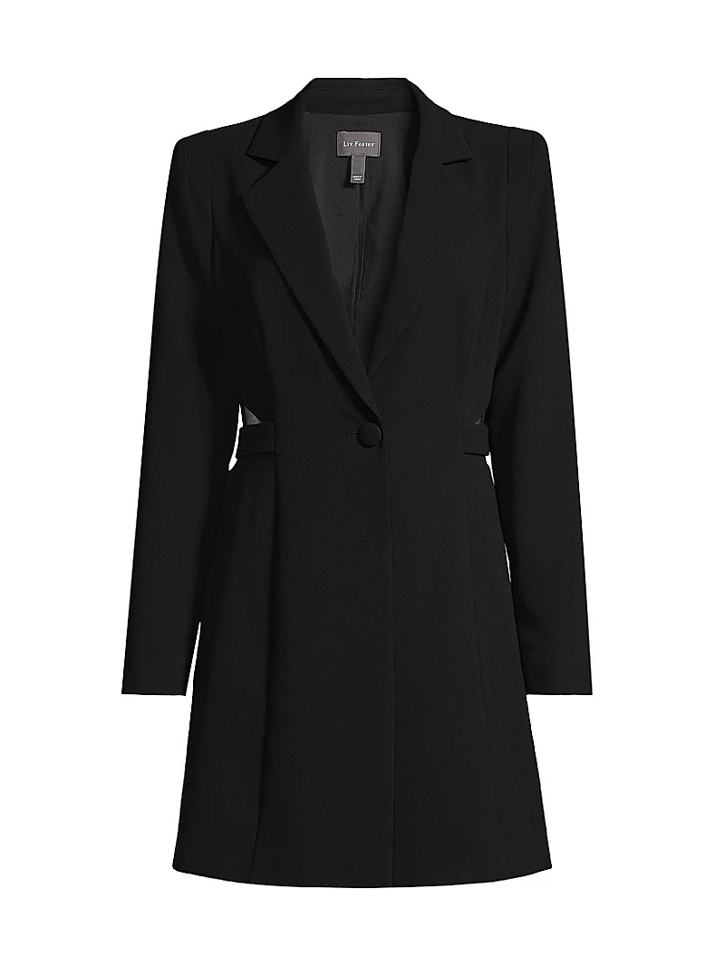 Crepe Single-Button Blazer Dress