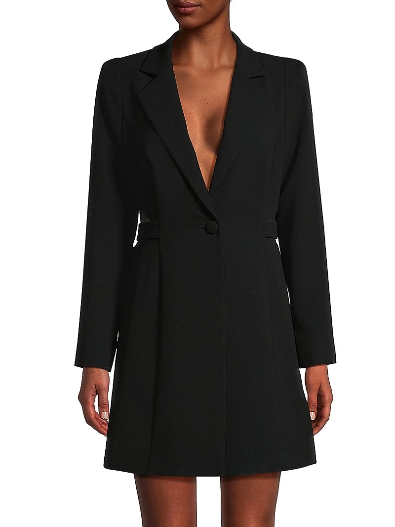 Crepe Single-Button Blazer Dress