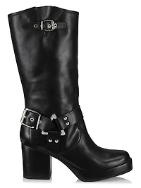 Kiara 76MM Leather Zip-Up Block Heel Boots
